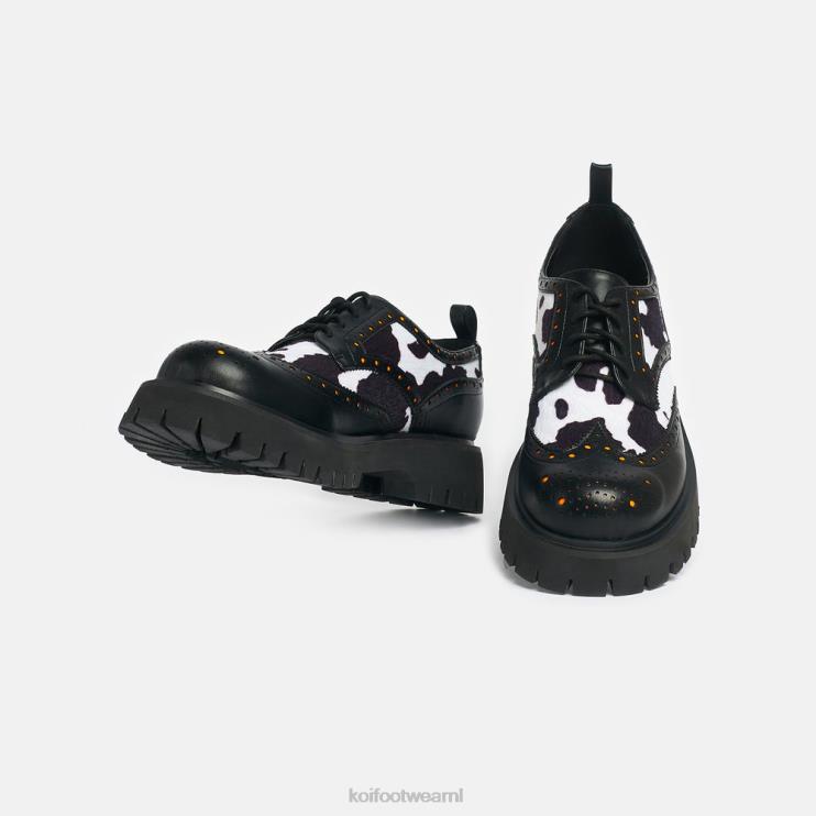 KOI footwear Nederland - zwart Heren KOI footwear tibia derbyschoenen met koeienprint 4T600199