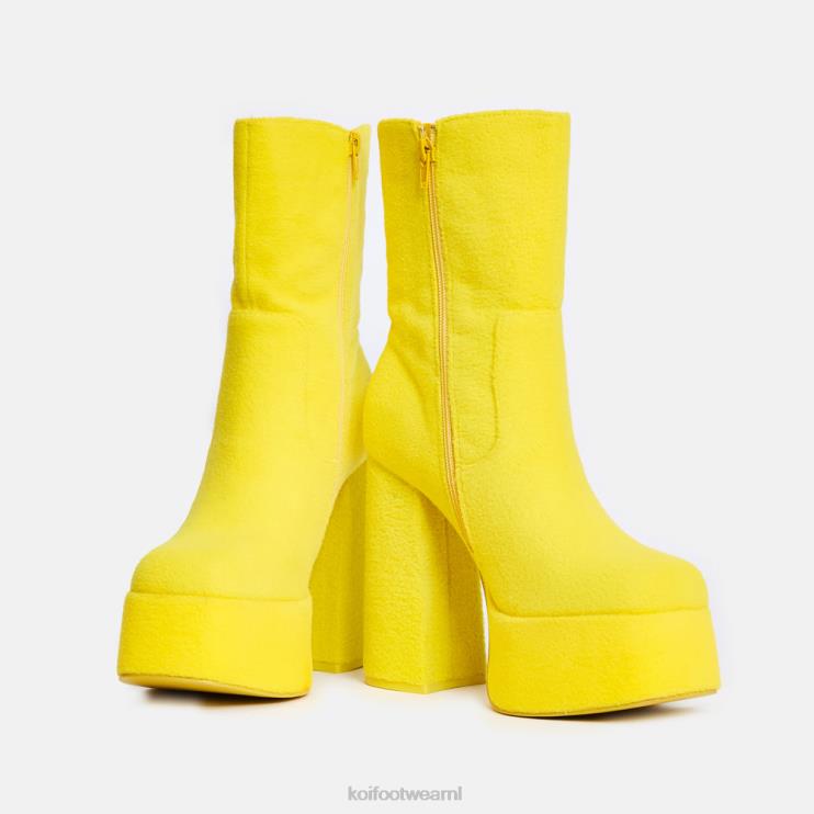 KOI footwear NL - geel vrouwen KOI footwear laa laa pluizige platformlaarzen 4T600100