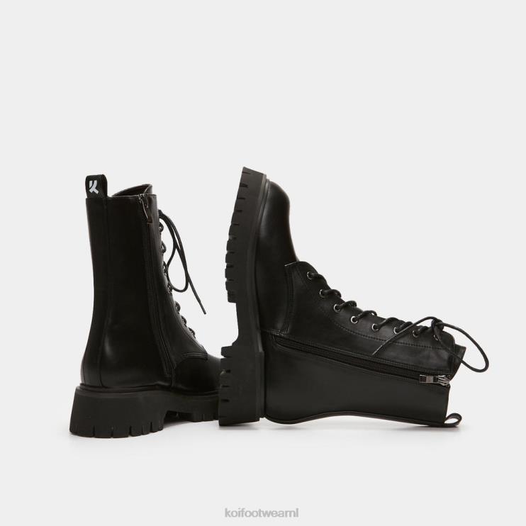 KOI footwear NL - zwart vrouwen KOI footwear anker militaire veterlaarzen 4T60088