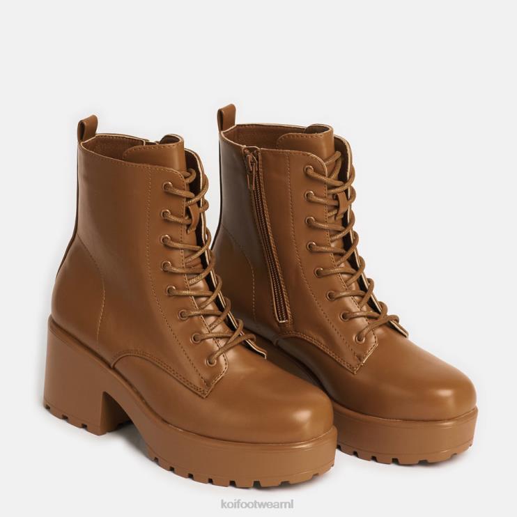 KOI footwear Nederland - oranje vrouwen KOI footwear gin verbrande militaire platformlaarzen 4T60073