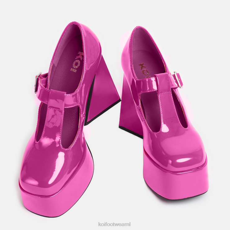 KOI footwear Nederland - roze vrouwen KOI footwear Mary Janes met frambozen ribbelhak 4T6007