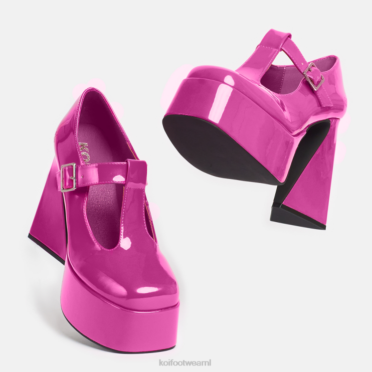 KOI footwear Nederland - roze vrouwen KOI footwear Mary Janes met frambozen ribbelhak 4T6007