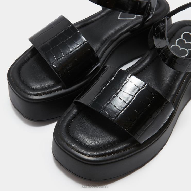 KOI footwear NL - zwart vrouwen KOI footwear Grecia dikke sandalen met krokodillenleer 4T600136