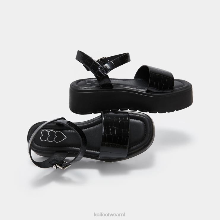 KOI footwear NL - zwart vrouwen KOI footwear Grecia dikke sandalen met krokodillenleer 4T600136