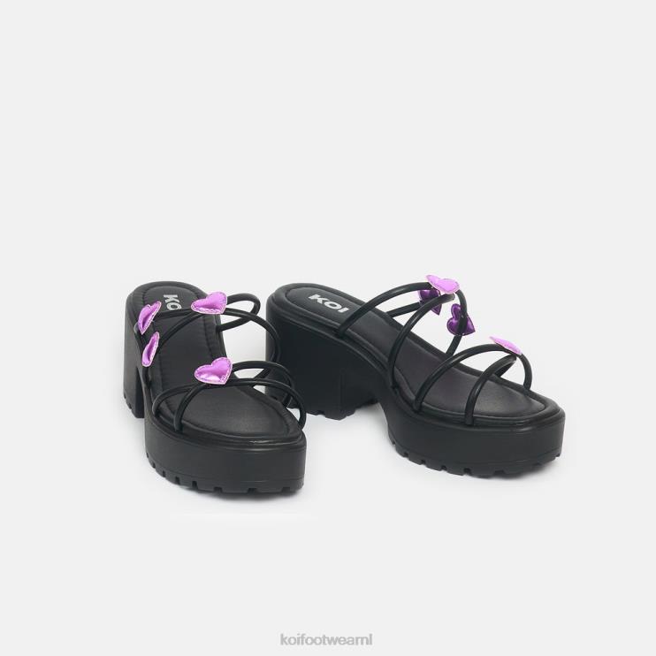 KOI footwear NL - zwart vrouwen KOI footwear bloeiende harten strappy sliders 4T600148