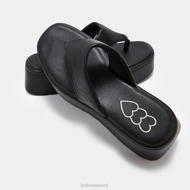 KOI footwear Nederland - zwart vrouwen KOI footwear Alora dikke string sliders 4T600141