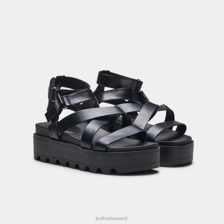 KOI footwear Nederland - zwart vrouwen KOI footwear crix dikke platte sandalen 4T600143