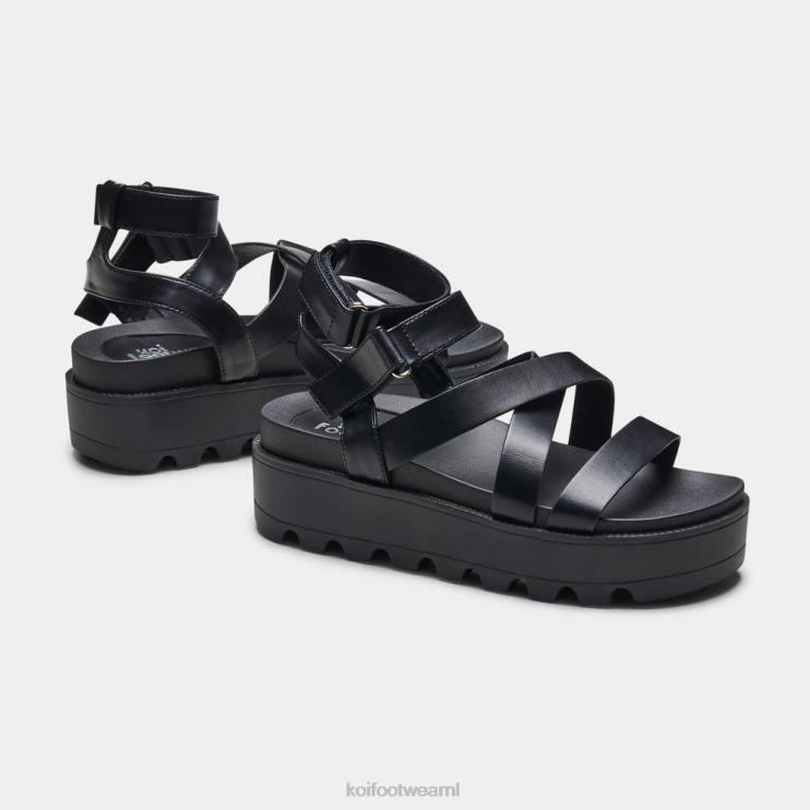 KOI footwear Nederland - zwart vrouwen KOI footwear crix dikke platte sandalen 4T600143